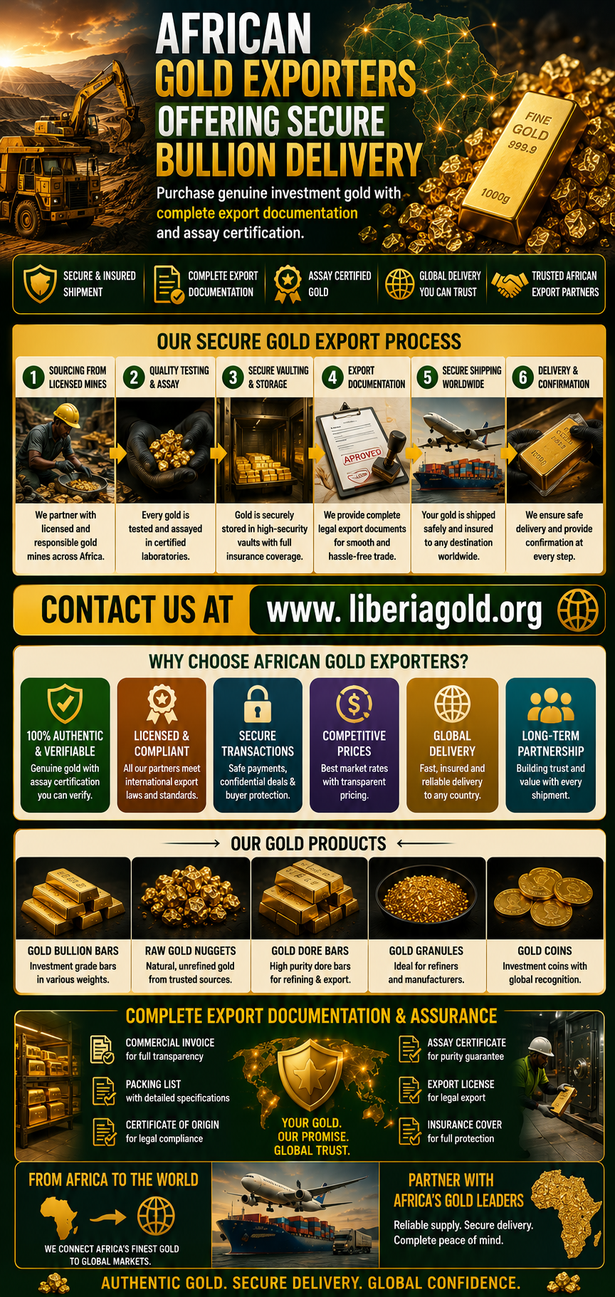 African Gold Exporters Offering Secure Bullion Delivery