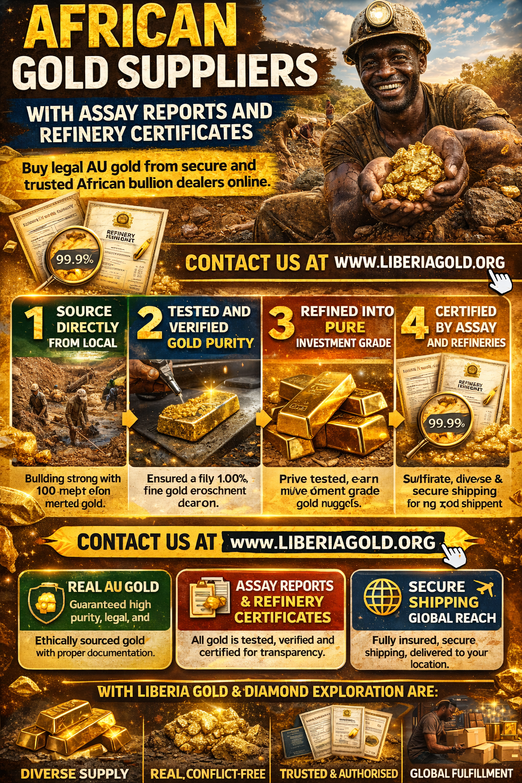 African Gold Suppliers With Assay Reports and Refinery Certificates