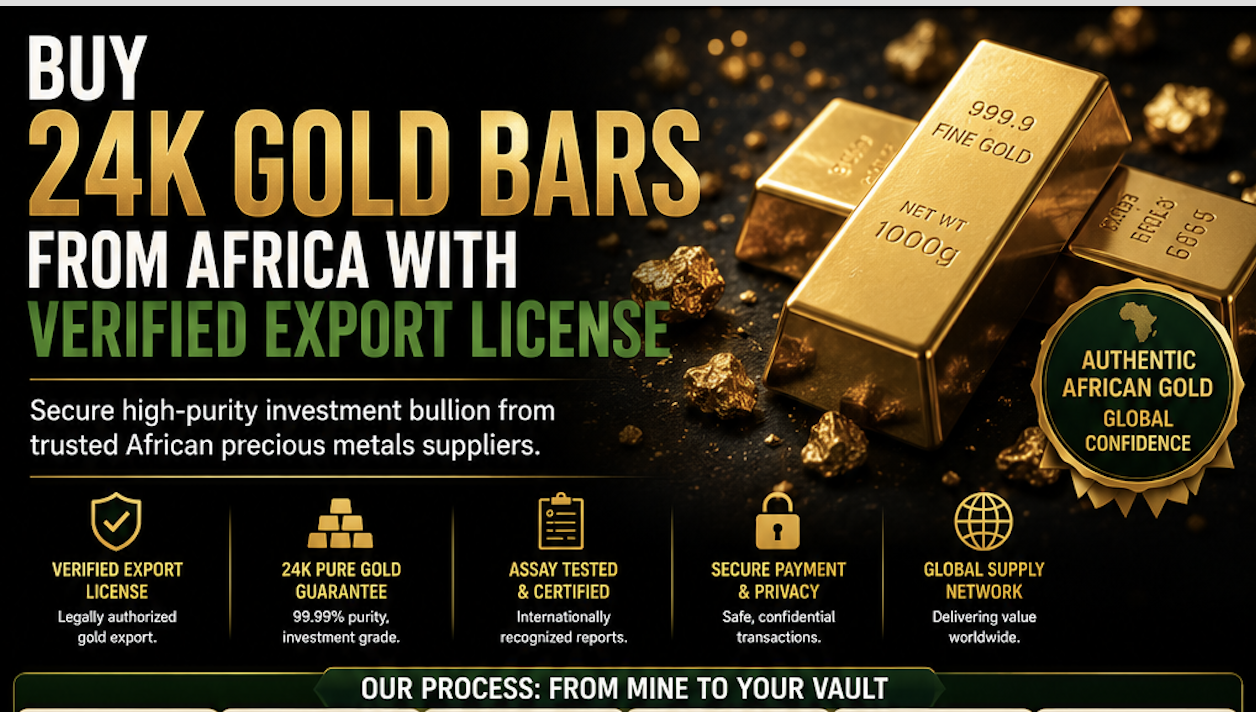 Buy 24K Gold Bars From Africa With Verified Export License