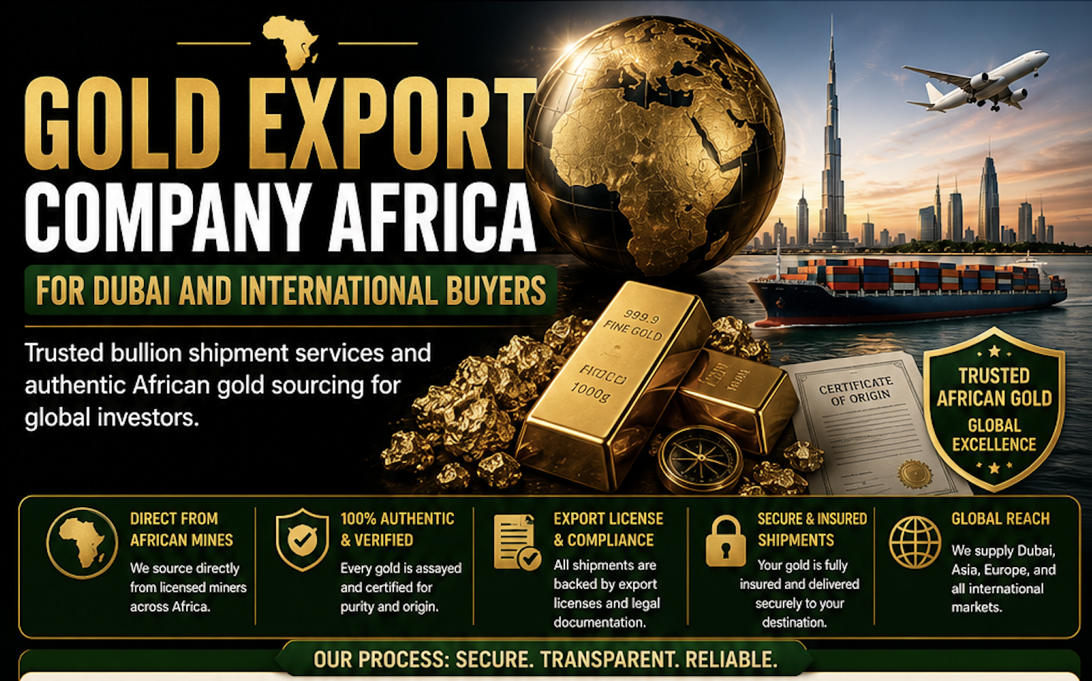 Gold Export Company Africa for Dubai and International Buyers